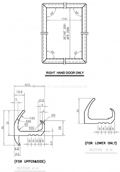 Tür-Profil-Gummidichtung-Rahmen 13345/13346