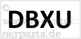 Decal Prefix DBXU, black on white, horizontal