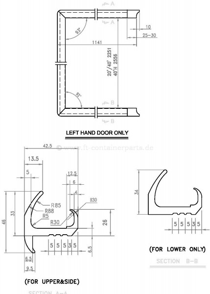 Tür-Profil-Gummidichtung-Rahmen 13378/13384