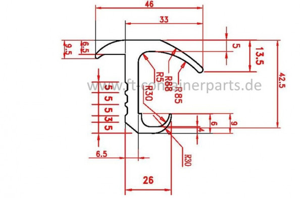 Tür-Profil-Gummidichtung M 13378/84 á 40 mtr